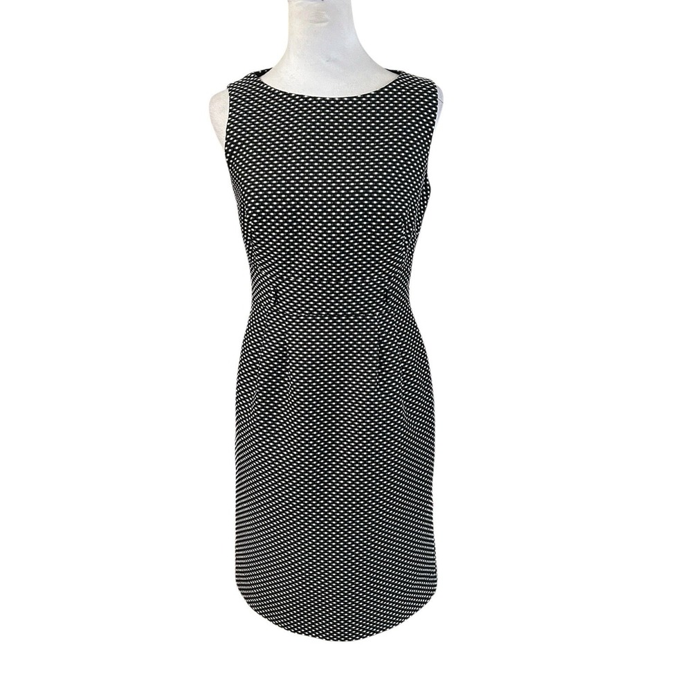 Tahari Arthur Levine Black White Shift Dress Sz 4 Business, Professional